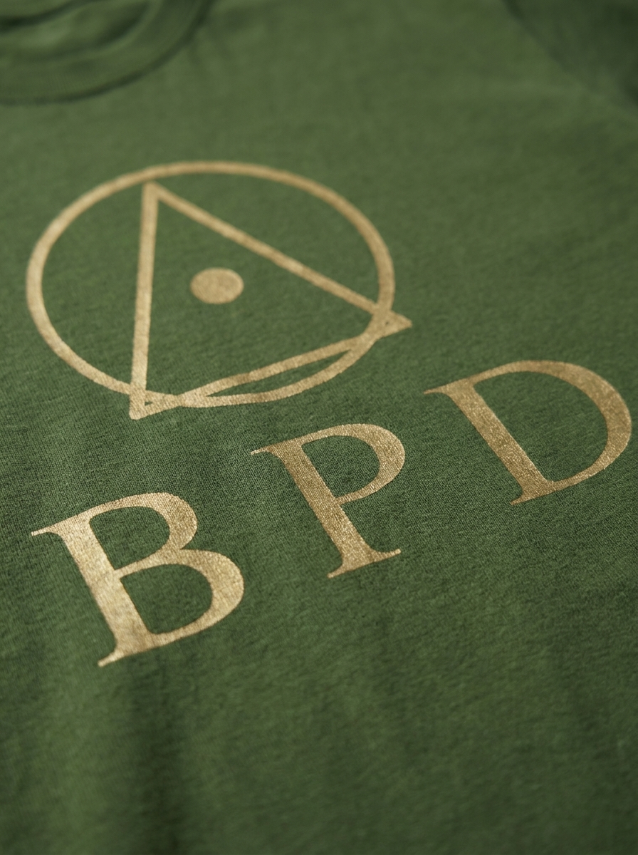 BPD Heavyweight Tee — Moss detail